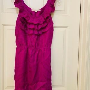 Amanda Uprichard Fuchsia Ruffled Silk Dress